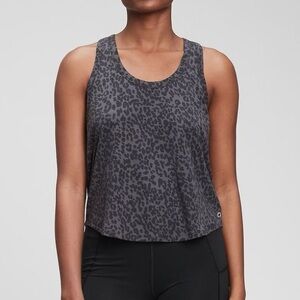 GapFit Breathe Black Leopard Print Racerback Tank Top